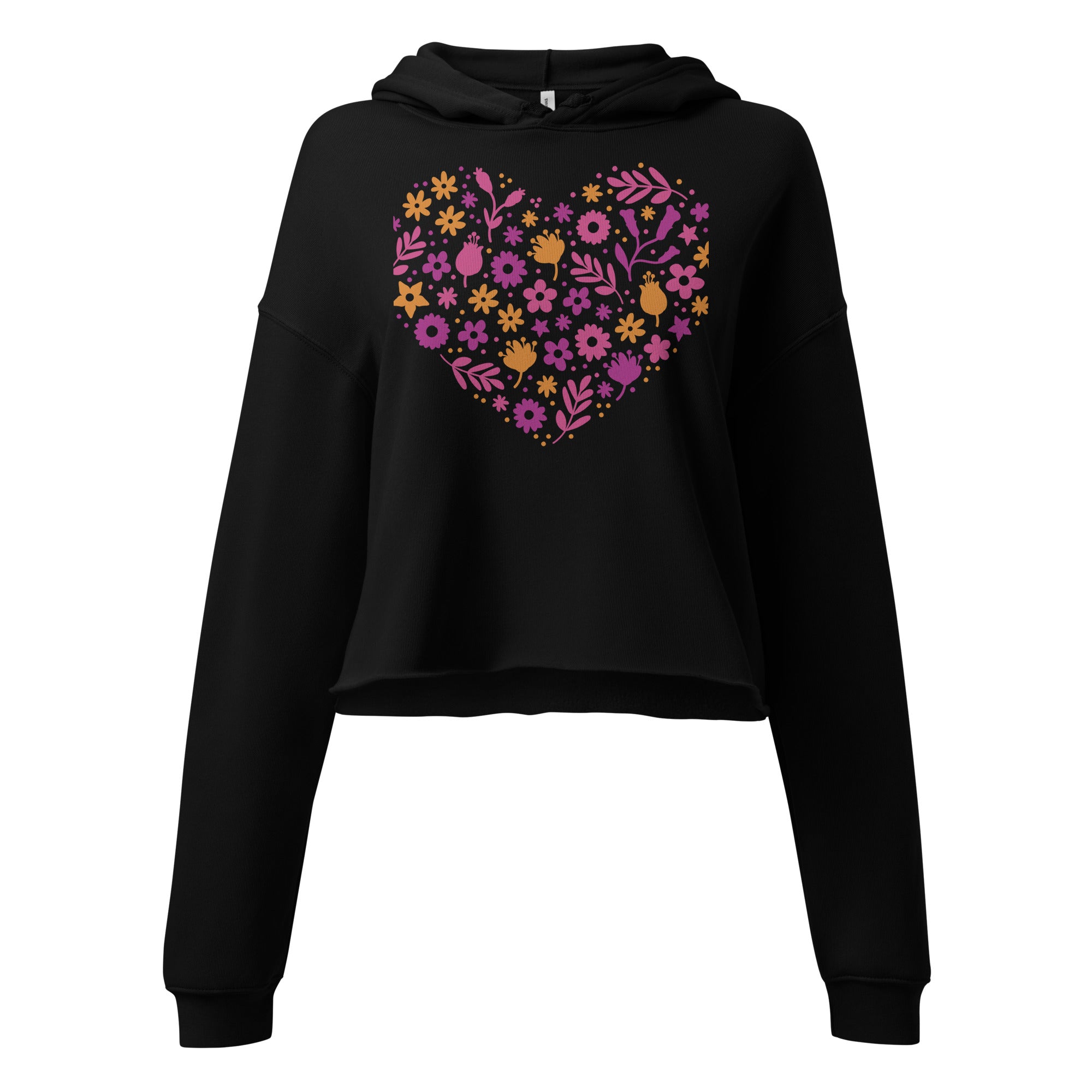Floral Heart Crop Hoodie